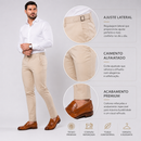 Calça Alfaiataria com Ajuste Lateral Cor Areia