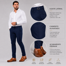 Calça Alfaiataria com Ajuste Lateral Cor Azul Marinho